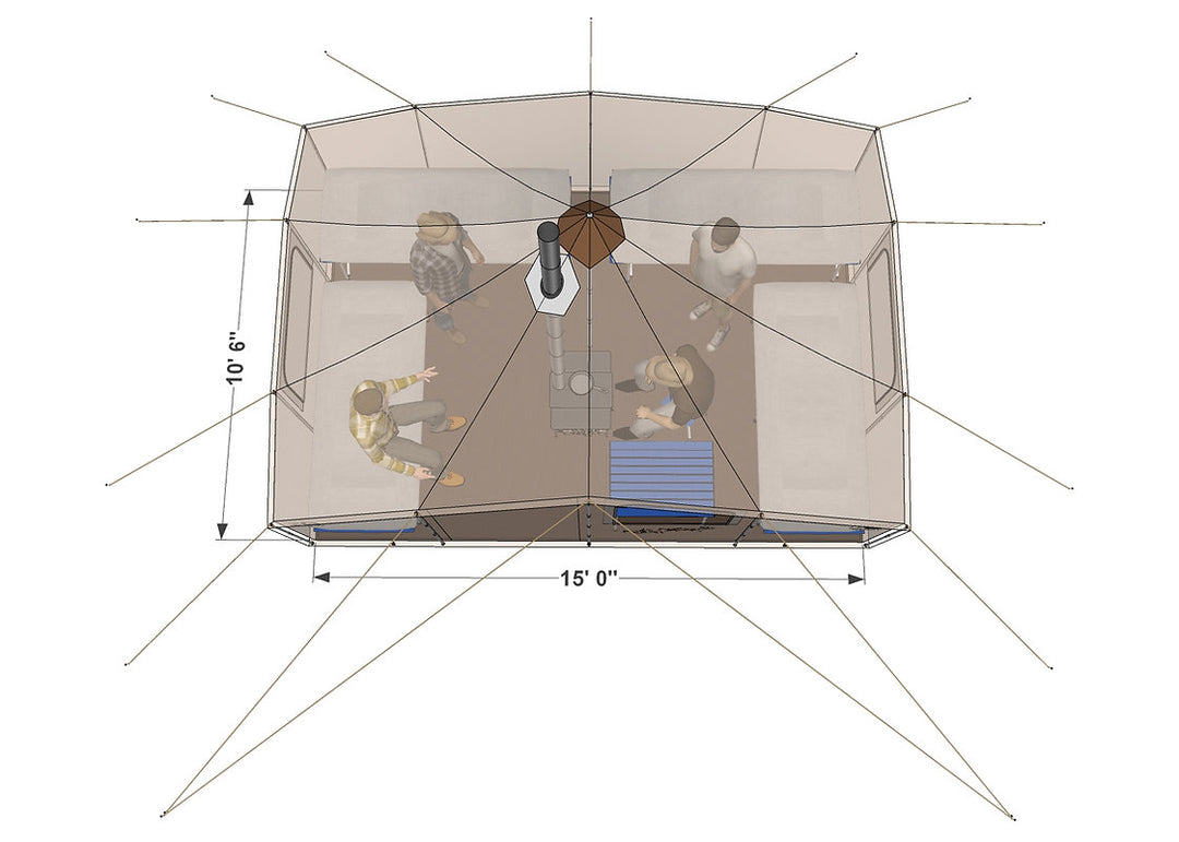 Roamin Home Tents 4 Person Nomad Tent Stove and Floor package dimensions