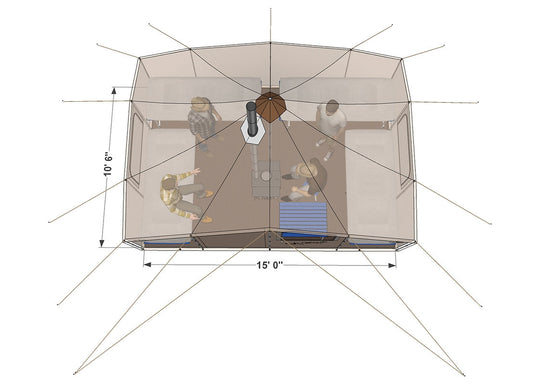 Roamin Home Tents 4 Person Nomad Tent Stove and Floor package dimensions