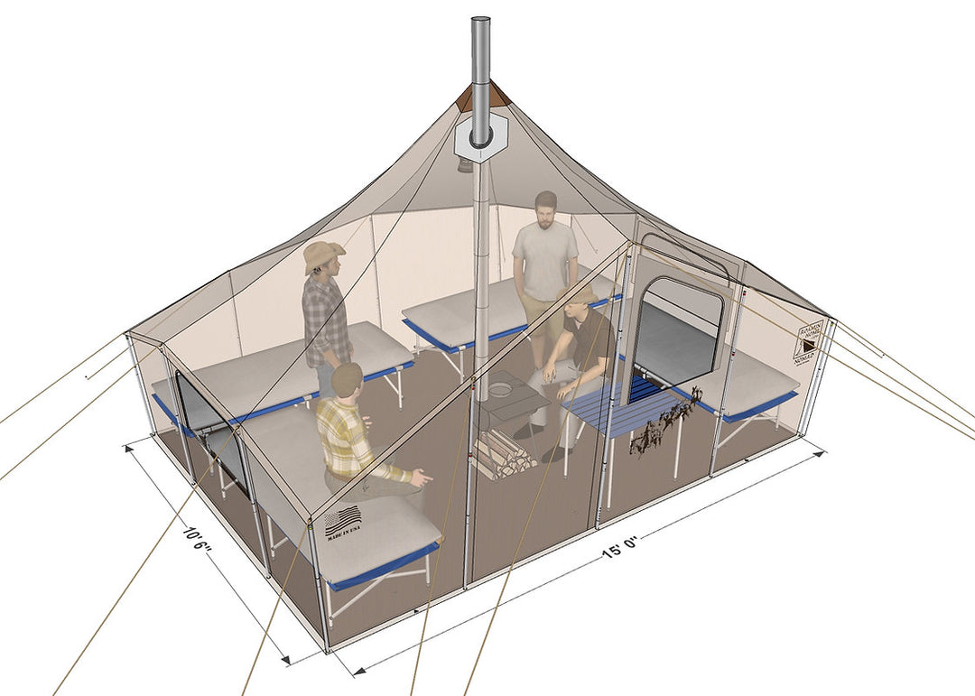 Roamin Home Tents 4 Person Nomad Tent Stove and Floor package dimensions